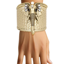 Load image into Gallery viewer, Cuff Burnished Gold Elephant Pearl Bracelet
