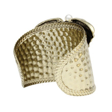 Load image into Gallery viewer, Cuff Burnished Gold Elephant Pearl Bracelet
