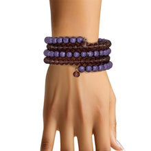 Load image into Gallery viewer, Coiled Purple Pearl Glass Bead Wrap Bracelet Women
