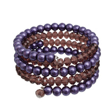 Load image into Gallery viewer, Coiled Purple Pearl Glass Bead Wrap Bracelet Women

