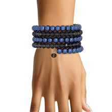 Load image into Gallery viewer, Coiled Royal Blue Pearl Glass Bead Wrap Bracelet
