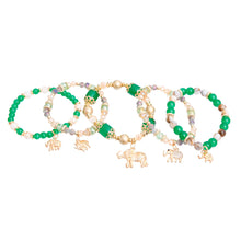 Load image into Gallery viewer, Green Beaded Elephant Charm 5 Bracelets
