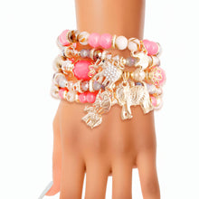 Load image into Gallery viewer, Pink Bead Elephant Charm Bracelets
