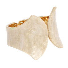 Load image into Gallery viewer, Cuff Ivory Marbled Pointed Hinge Bracelet Women
