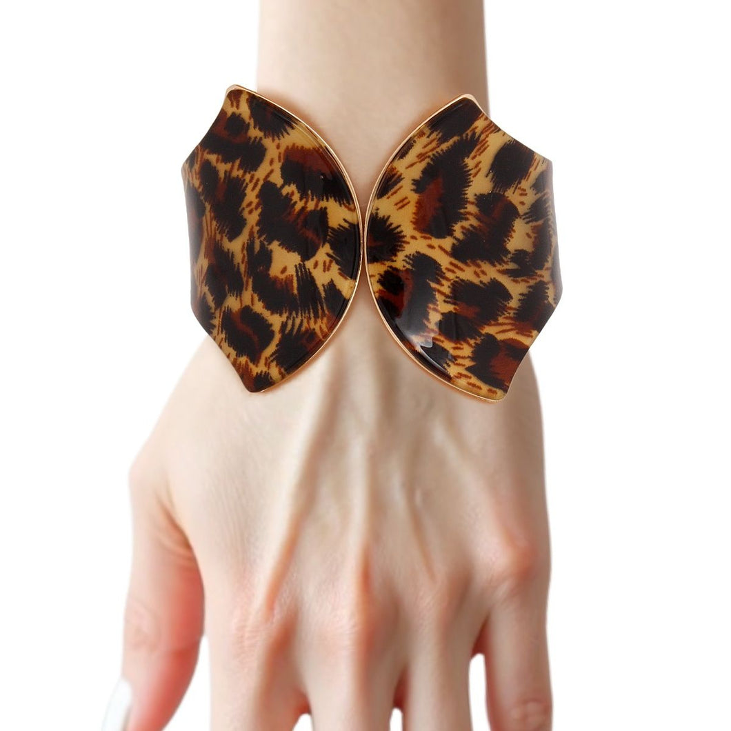 Cuff Leopard Print Pointed Hinge Bracelet Women
