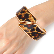 Load image into Gallery viewer, Bracelet Leopard and Gold Angled Cuff for Women
