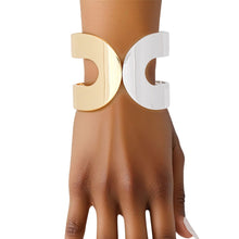 Load image into Gallery viewer, Cuff Mixed Metal Rounded Loop Hinge Bracelet
