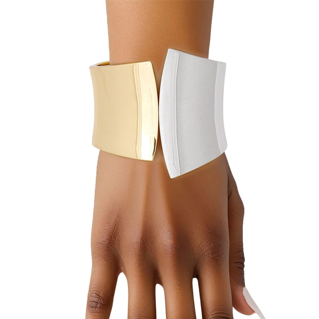 Cuff Mixed Metal Pointed Geometric Hinge Bracelet