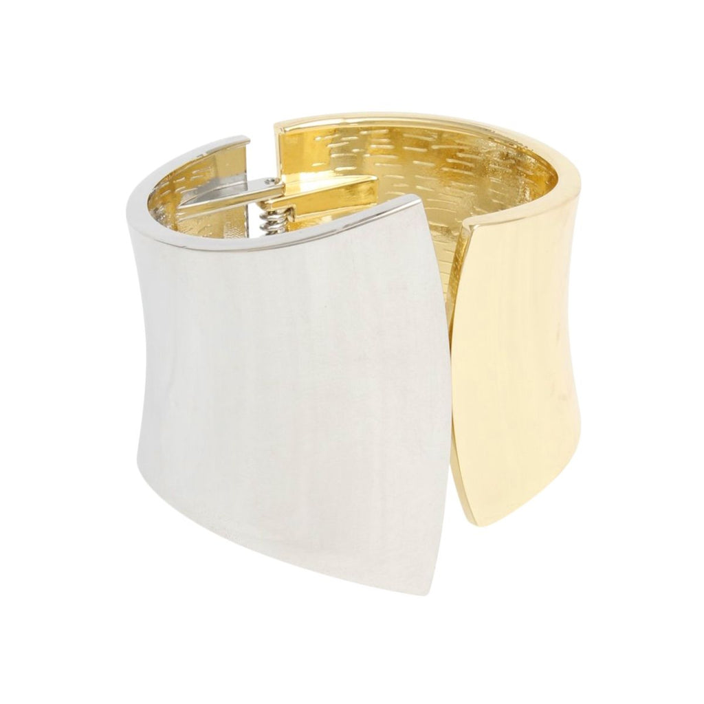 Cuff Mixed Metal Pointed Geometric Hinge Bracelet