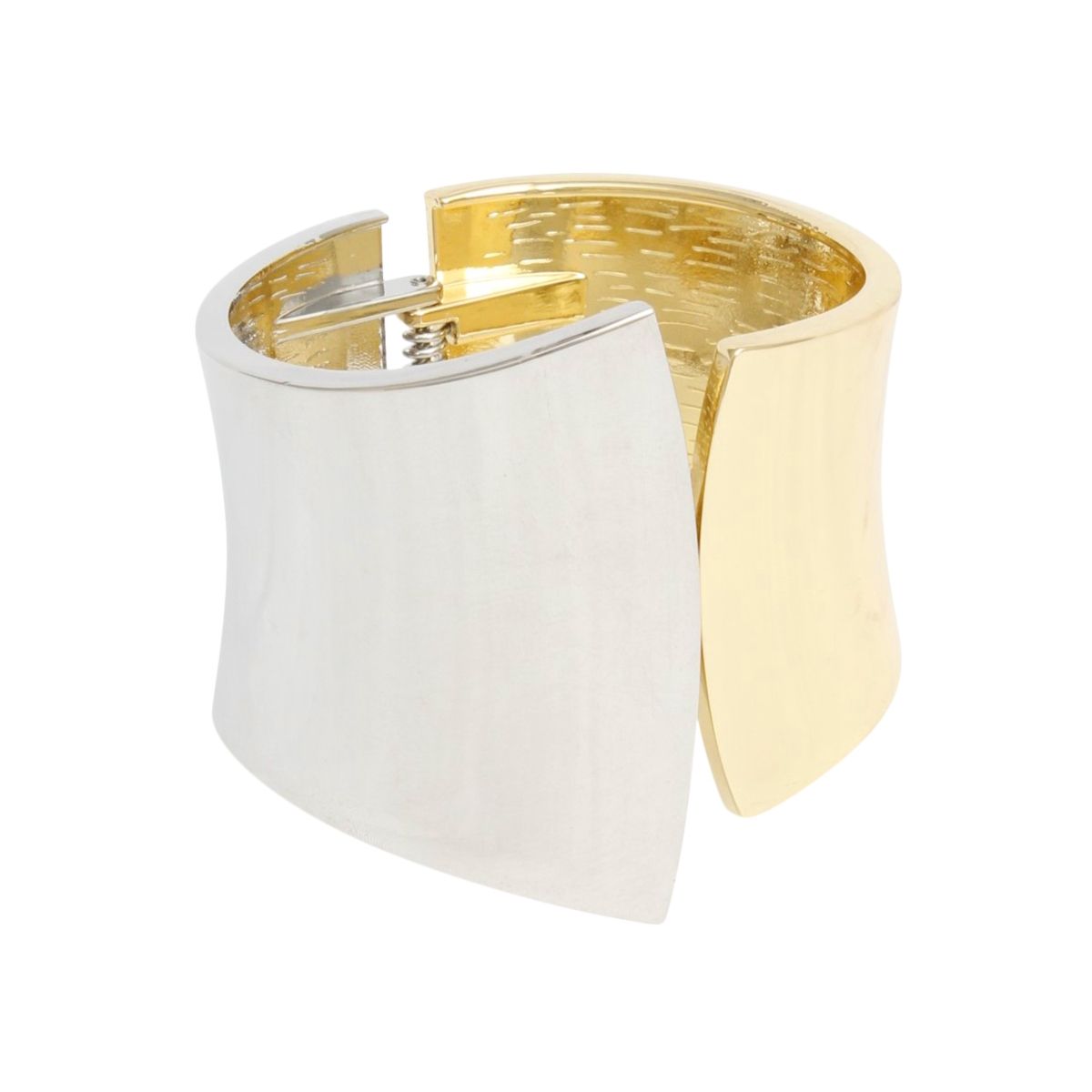 Cuff Mixed Metal Pointed Geometric Hinge Bracelet