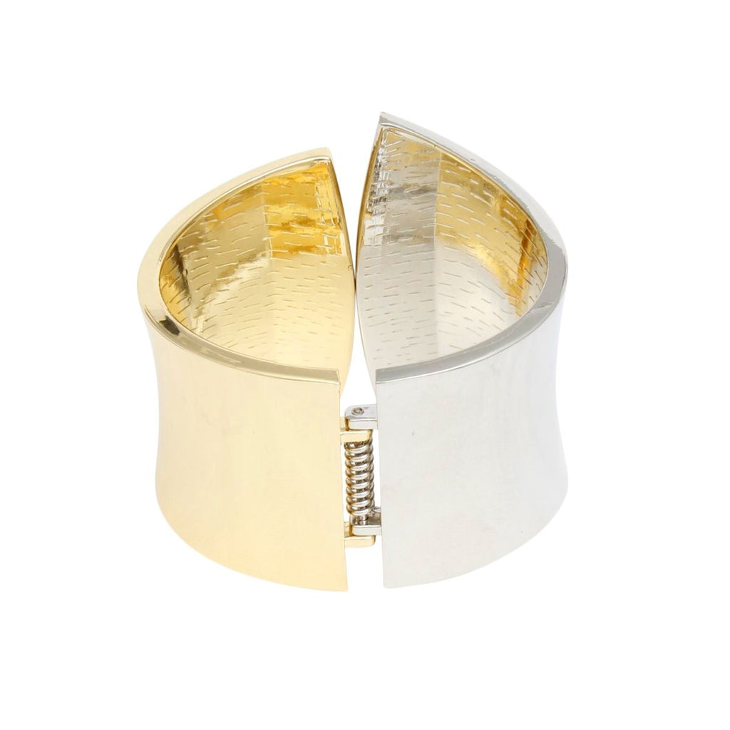 Cuff Mixed Metal Pointed Geometric Hinge Bracelet
