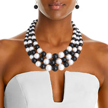 Load image into Gallery viewer, Pearl Black and White 3 Layer Necklace
