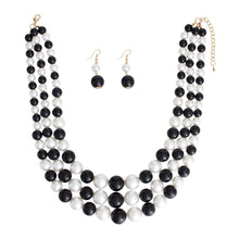 Load image into Gallery viewer, Pearl Black and White 3 Layer Necklace
