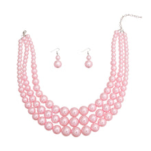Load image into Gallery viewer, Pearl Necklace Pretty in Pink 3 Strand Set Women
