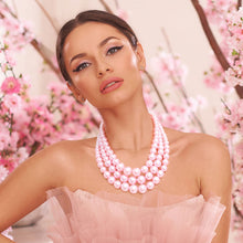 Load image into Gallery viewer, Pearl Necklace Pretty in Pink 3 Strand Set Women
