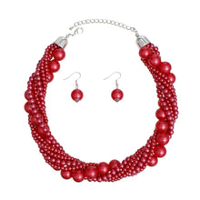 Load image into Gallery viewer, Choker Twisted Red Pearl 7 Strand Necklace
