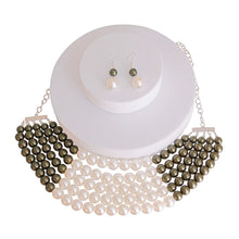 Load image into Gallery viewer, Olive and Cream Pearl 5 Row Necklace
