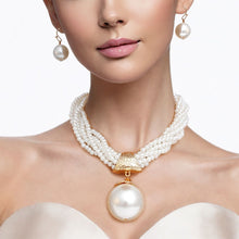 Load image into Gallery viewer, Pendant XL Cream Pearl 6 Strand Twisted Choker
