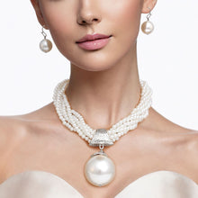 Load image into Gallery viewer, Pendant XL White Pearl 6 Strand Twisted Choker
