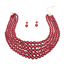 Load image into Gallery viewer, Crimson Pearl Ensemble Necklace Set
