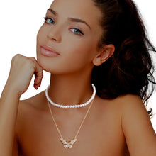 Load image into Gallery viewer, 2 Pcs Gold Pearl Butterfly Necklace
