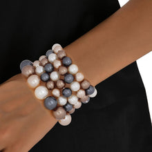 Load image into Gallery viewer, Bracelets Multi Browns Gray Cream Pearl 5pc Set
