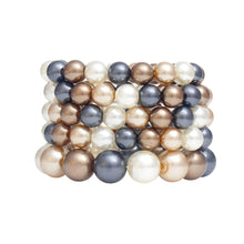 Load image into Gallery viewer, Bracelets Multi Browns Gray Cream Pearl 5pc Set
