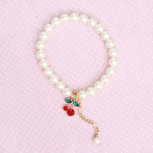 Load image into Gallery viewer, Bracelet Cream Pearl Cherry Red Chain Charm Women
