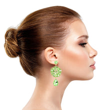 Load image into Gallery viewer, Lime Crystal Burst Earrings
