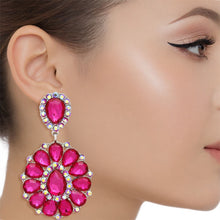 Load image into Gallery viewer, Clip On Brilliant Fuchsia Teardrop Crystal Earrings
