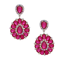 Load image into Gallery viewer, Clip On Brilliant Fuchsia Teardrop Crystal Earrings
