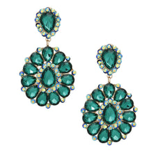 Load image into Gallery viewer, Clip On Brilliant Green Teardrop Crystal Earrings
