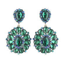 Load image into Gallery viewer, Clip On Brilliant Green Teardrop Crystal Earrings
