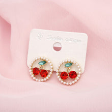 Load image into Gallery viewer, Stud Round Pearl Sugar and Sass Cherry Earrings
