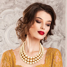 Load image into Gallery viewer, Gold Pearl Graduated Multi Strand Necklace Set
