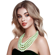 Load image into Gallery viewer, Multi Strand Lime  Pearl Necklace Set
