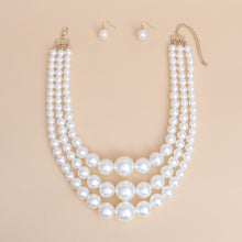 Load image into Gallery viewer, Pearl Necklace Cream Bubble Gum 3 Layer for Women
