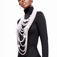 Load image into Gallery viewer, White Long White Pearl Necklace Set
