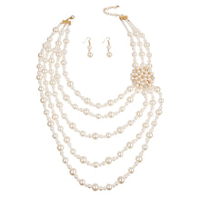 Load image into Gallery viewer, Timeless Grace: Cream Pearl Brooch Necklace Set
