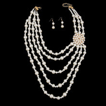 Load image into Gallery viewer, Timeless Grace: Cream Pearl Brooch Necklace Set
