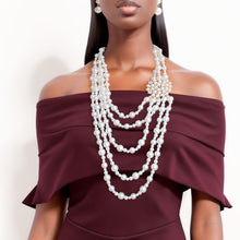 Load image into Gallery viewer, Timeless Grace: Cream Pearl Brooch Necklace Set
