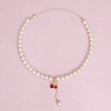 Load image into Gallery viewer, Charm Cream Pearl Cherry Red Heart Necklace Women
