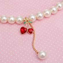 Load image into Gallery viewer, Charm Cream Pearl Cherry Red Heart Necklace Women
