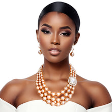 Load image into Gallery viewer, Necklace Gold Pearl Stone Set for Women
