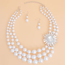 Load image into Gallery viewer, Pearl Necklace White Vintage Stone Set for Women
