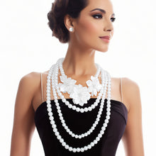 Load image into Gallery viewer, Pearl Necklace White Flower 4 Strand Set for Women
