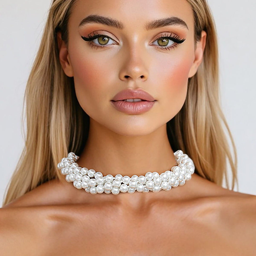 Endless 8mm White Glass Pearl Necklace for Women