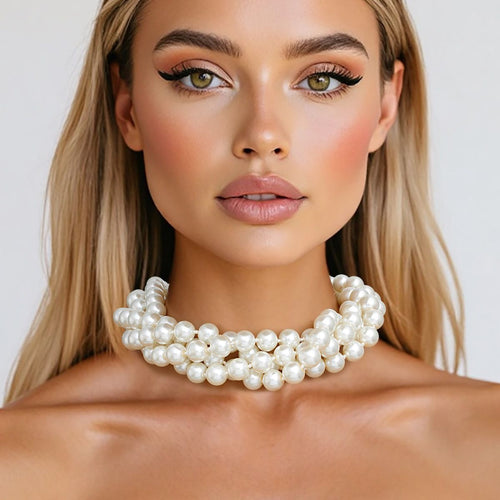 Endless 12mm Cream Glass Pearl Necklace for Women