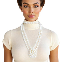 Load image into Gallery viewer, Endless 12mm Cream Glass Pearl Necklace for Women

