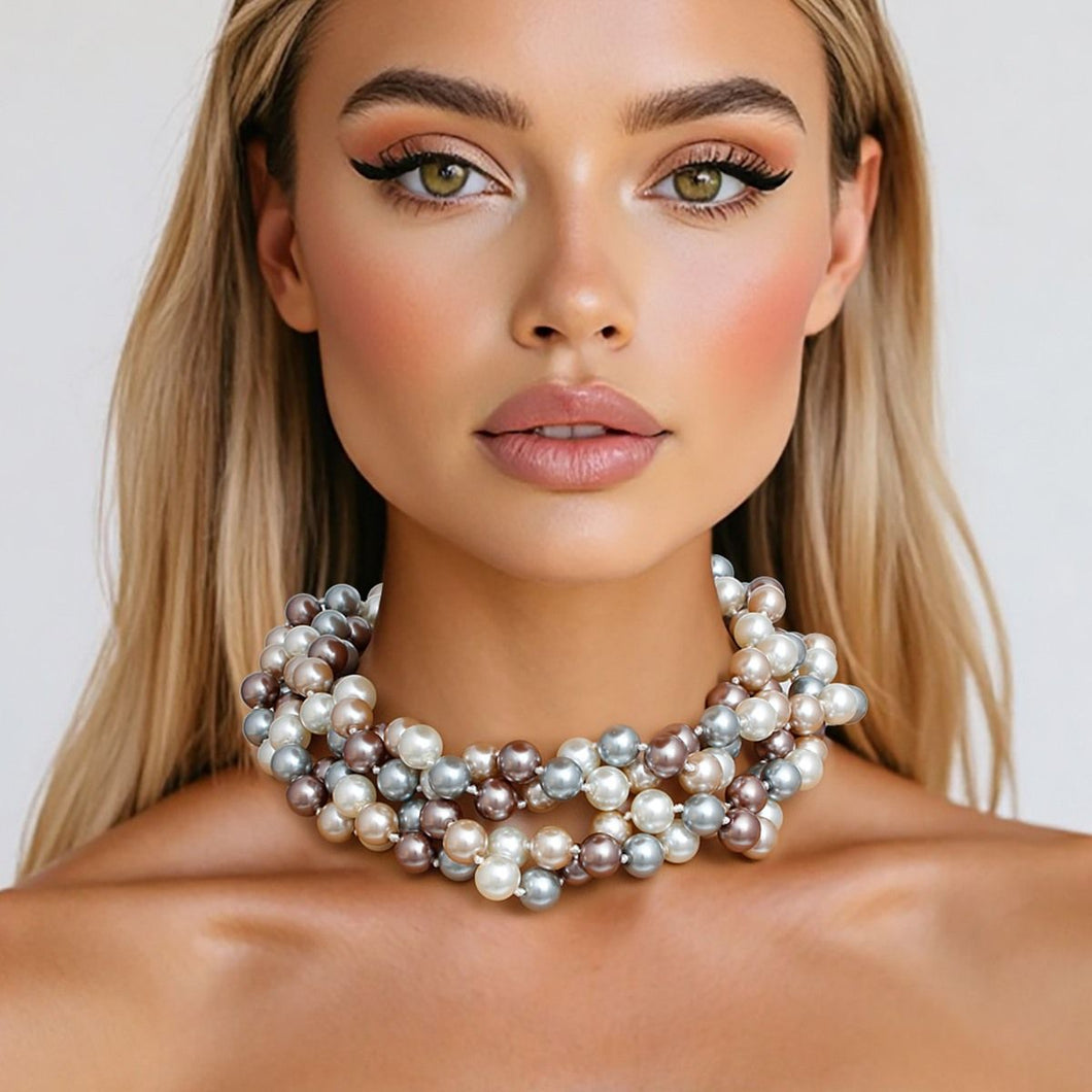 Endless 12mm Multicolor Glass Pearl Necklace for Women